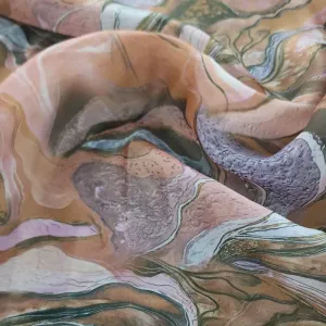 Printed Organdy Abstract Fabric Rust 150cm