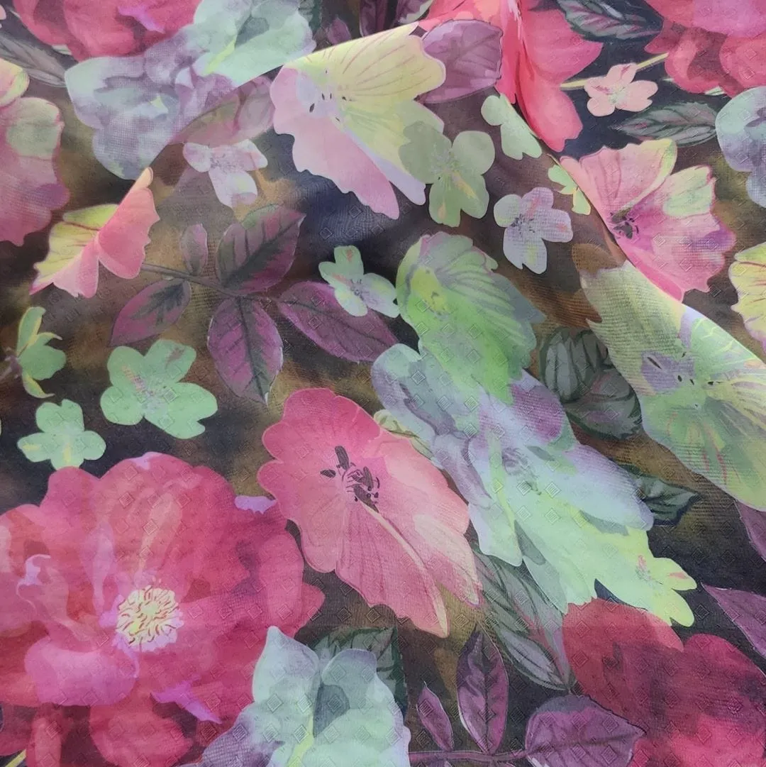 Printed Organdy Fabric Floral Pink 150cm