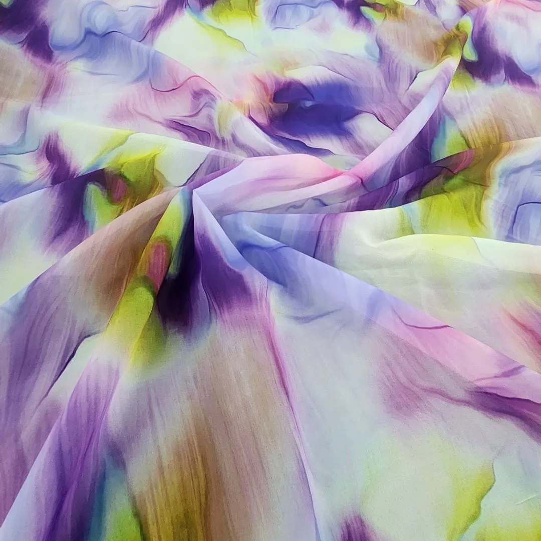 Printed Peach Chiffon Fabric 150cm Purple