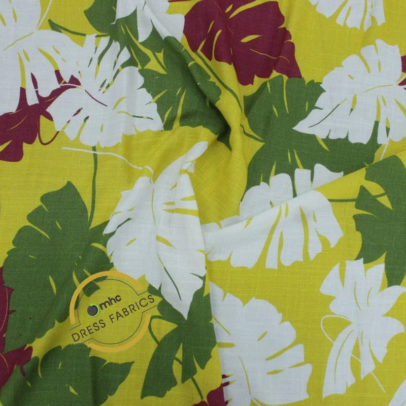 Printed Rayon Slub Spandex Fabric 150 cm