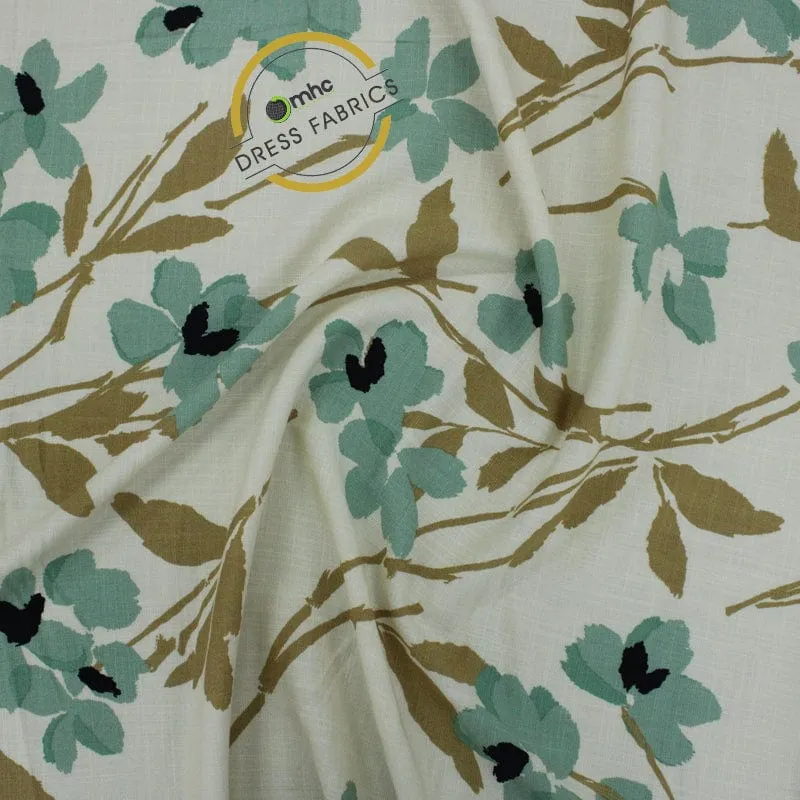 Printed Rayon Slub Spandex Fabric 150 cm