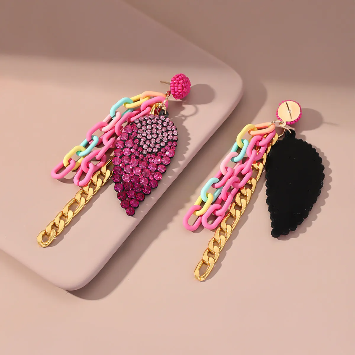 Purple Cubic Zirconia & 18K Gold-Plated Leaf Drop Earrings