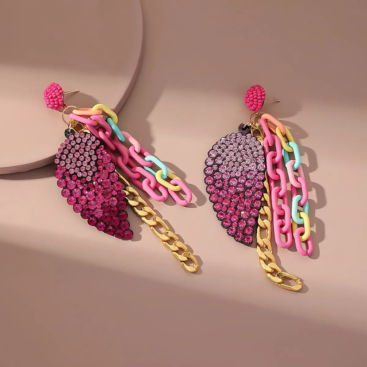 Purple Cubic Zirconia & 18K Gold-Plated Leaf Drop Earrings