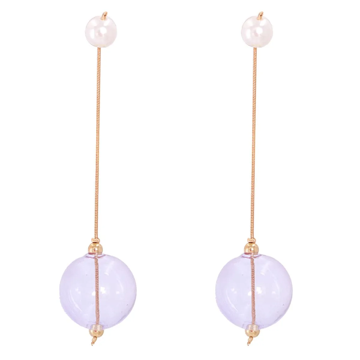Purple Glass & Pearl 18K Gold-Plated Drop Earrings