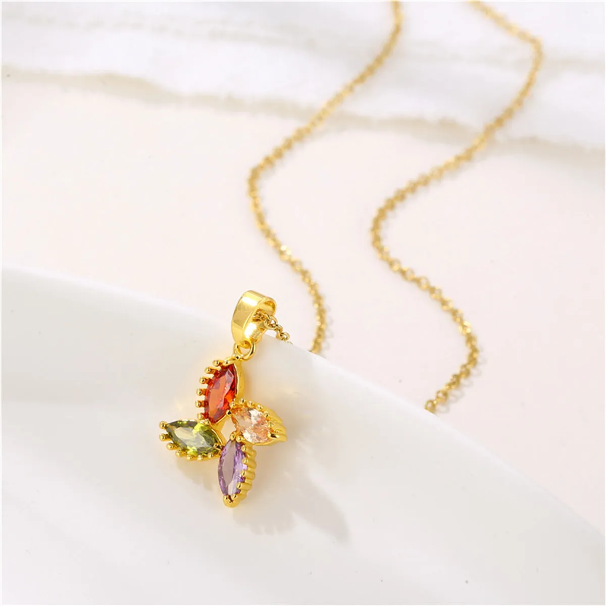 Purple Multicolor Crystal & 18K Gold-Plated Pendant Necklace