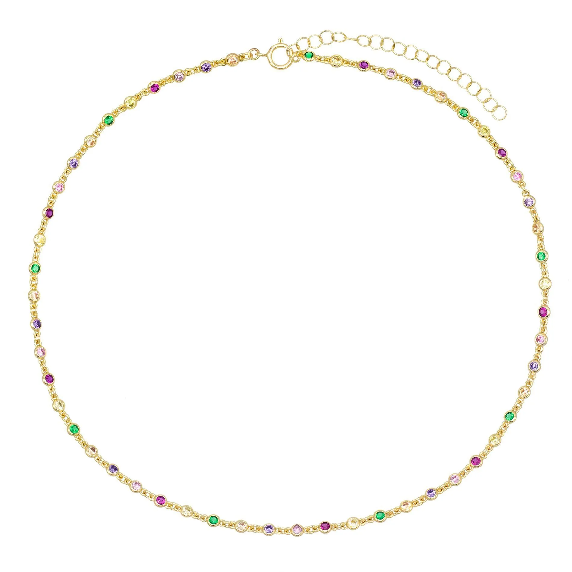 Rainbow Bezel Chain Choker