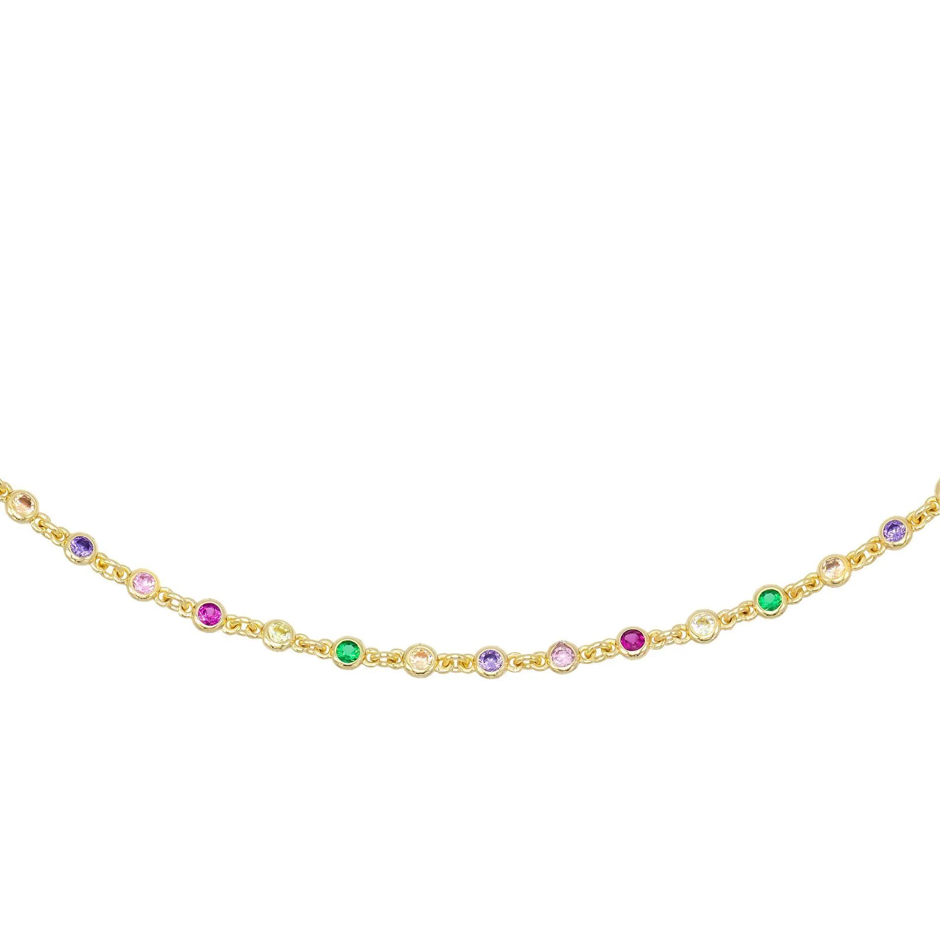Rainbow Bezel Chain Choker