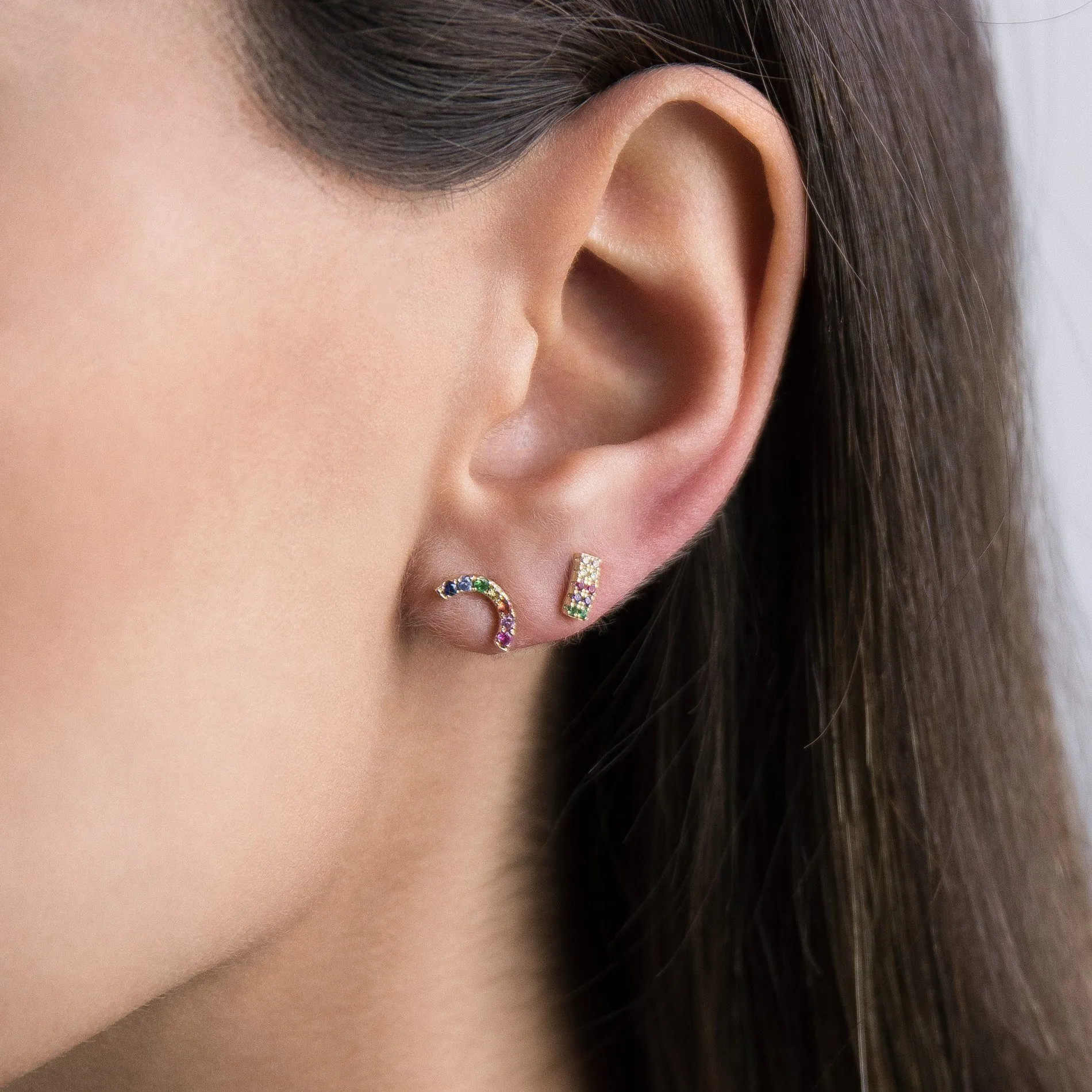 Rainbow Semi-Circle Stud Earring