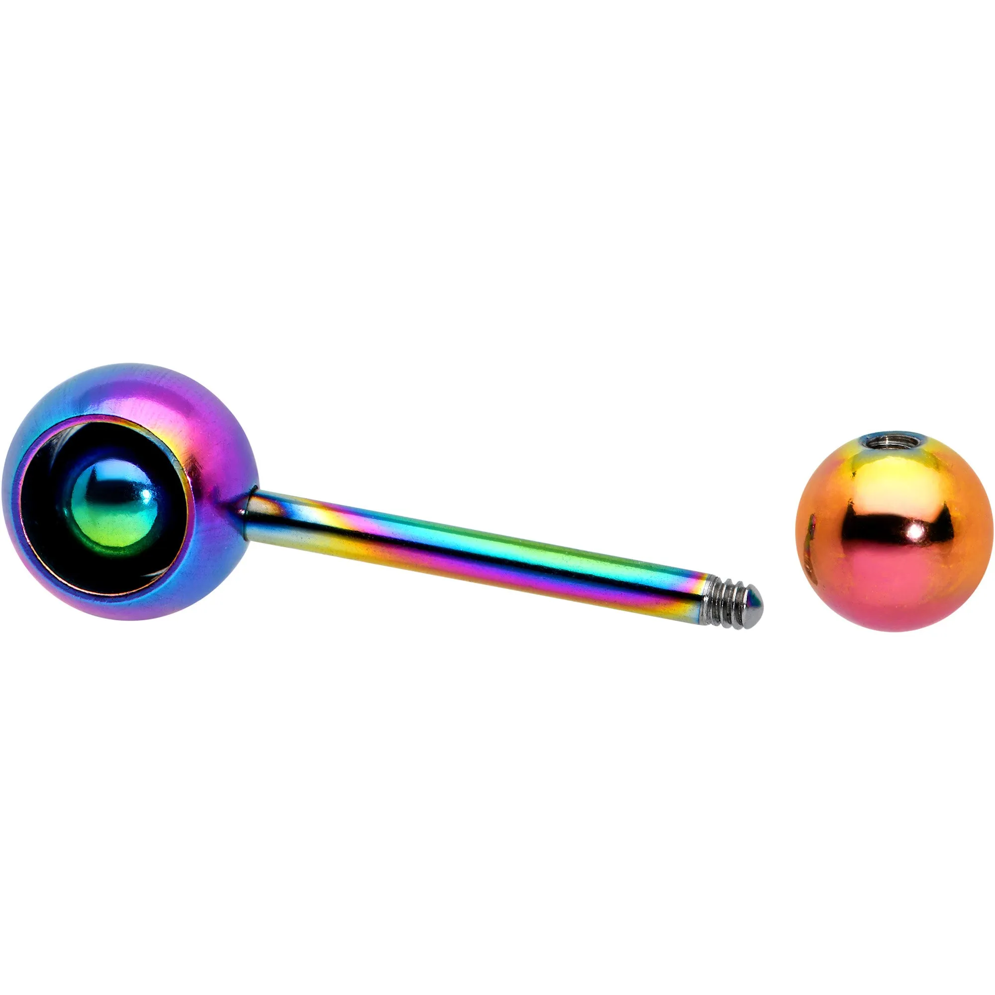 Rainbow Titanium Orbital Barbell Tongue Ring