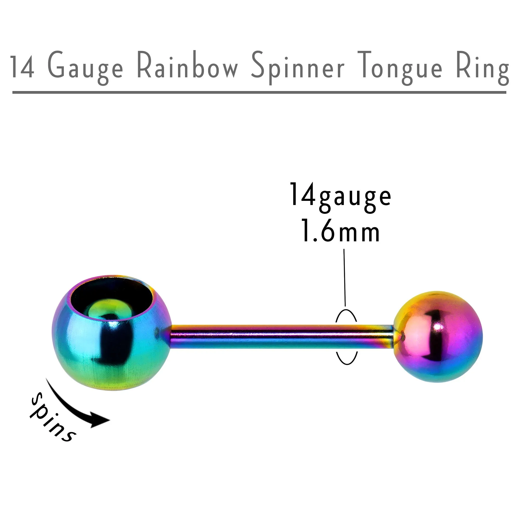 Rainbow Titanium Orbital Barbell Tongue Ring