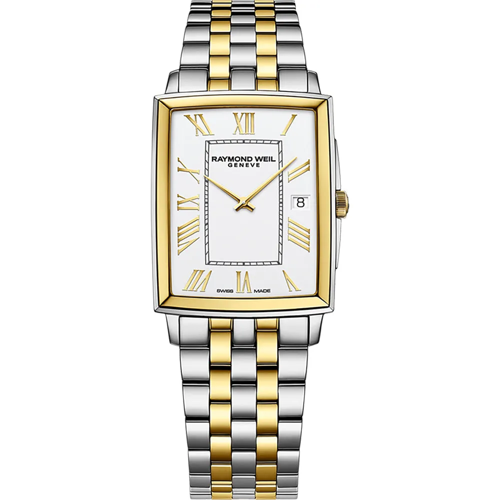 Raymond Weil Men's Toccata Classic Rectangular Two Tone Bracelet White Dial Watch