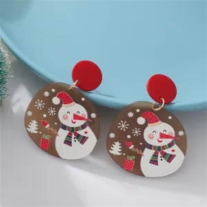 Red Acrylic & 18K Gold-Plated Snowman Drop Earrings
