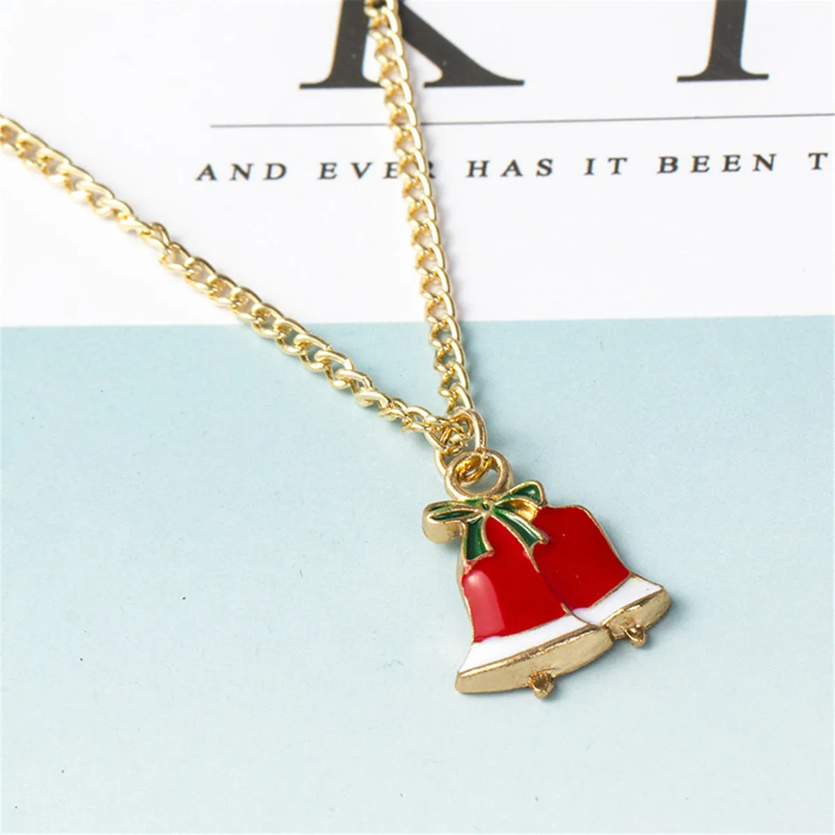 Red & 18K Gold-Plated Festive Bell Pendant Necklace & Drop Earrings