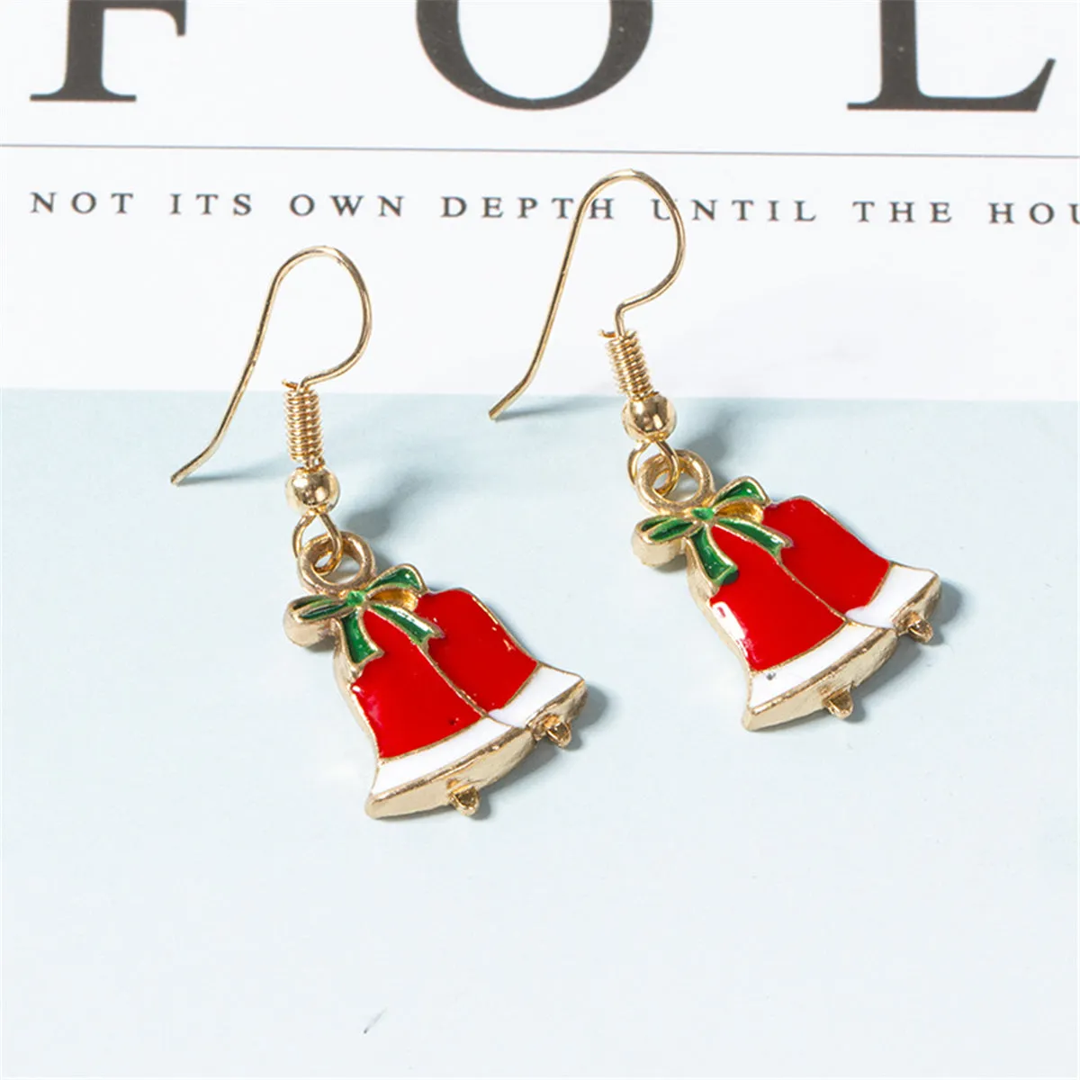 Red & 18K Gold-Plated Festive Bell Pendant Necklace & Drop Earrings
