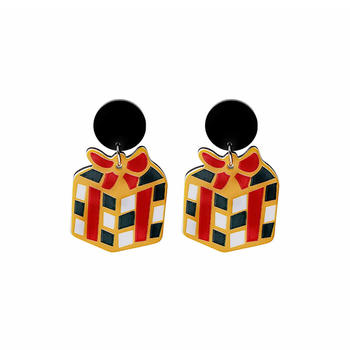 Red & Yellow Gift Box Drop Earrings