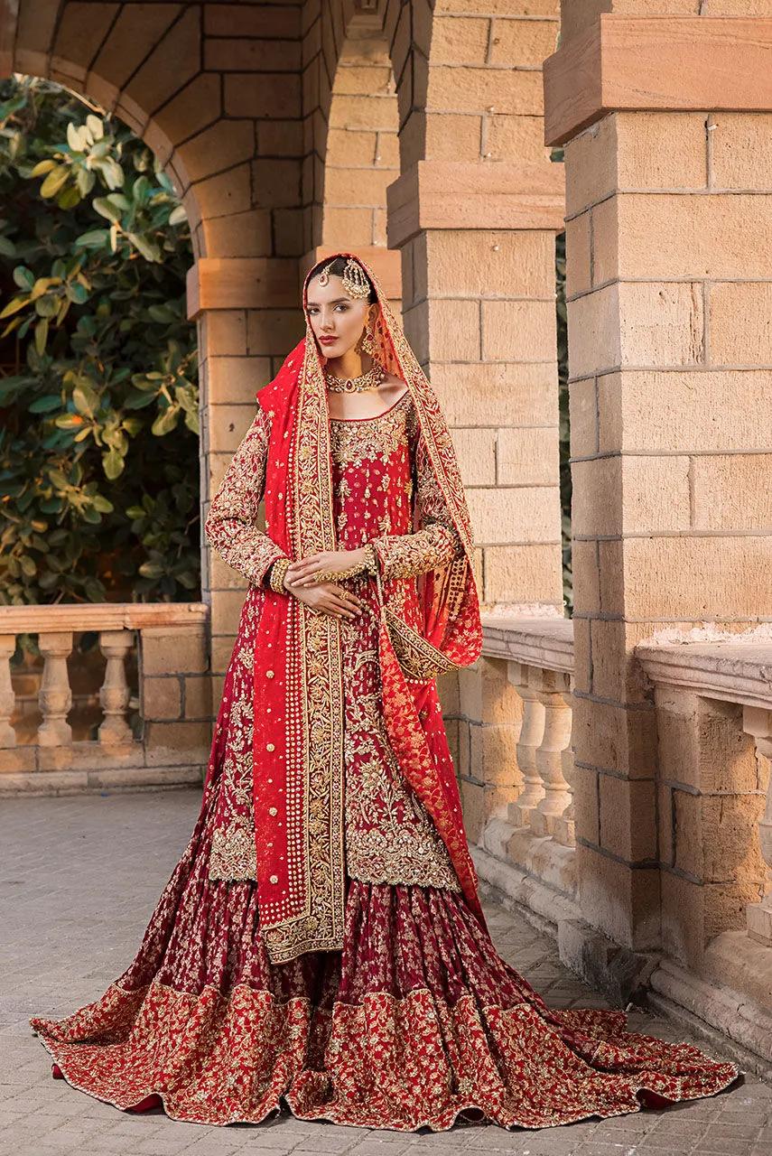 Red Bridal Lehenga Kameez and Dupatta Pakistani Dress