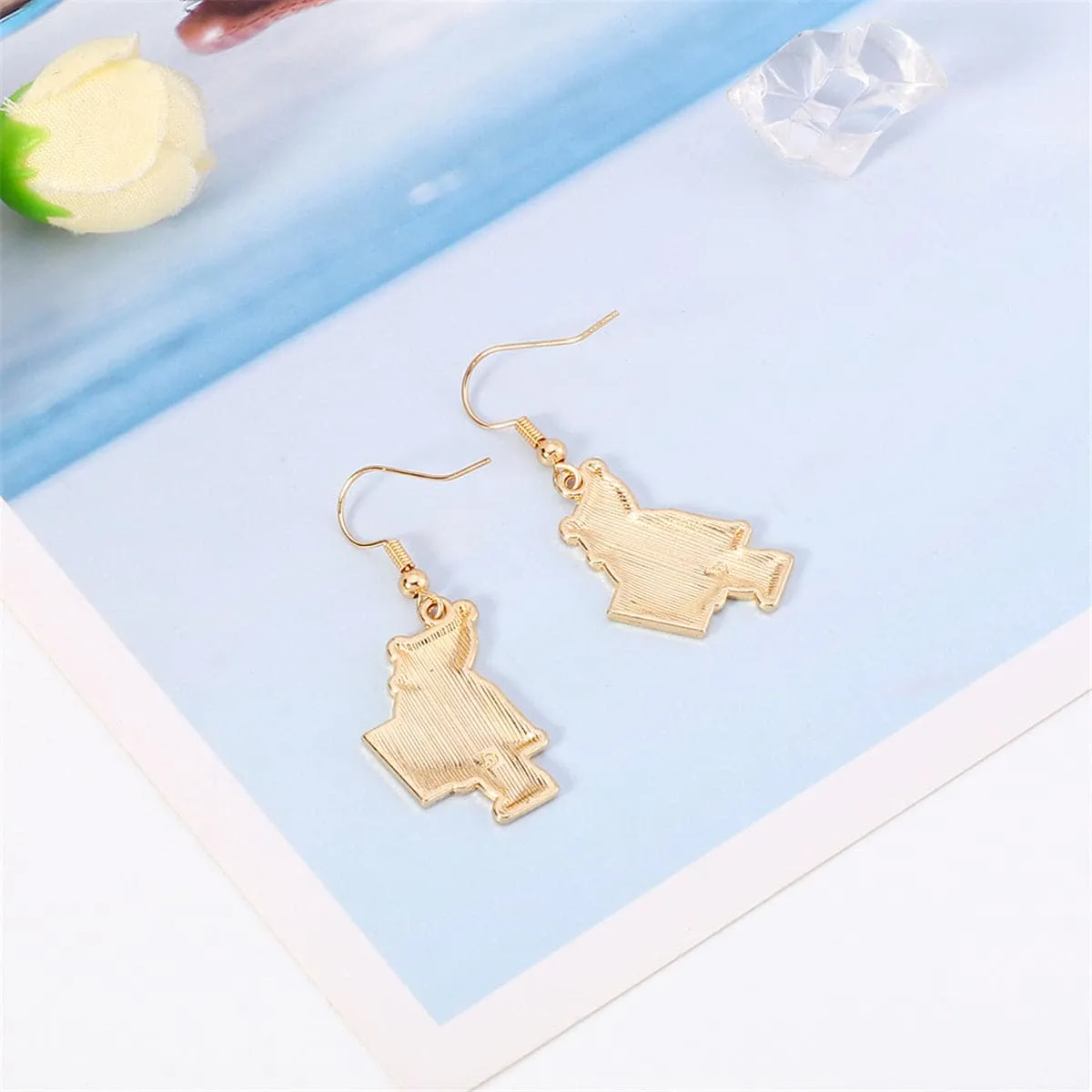 Red Enamel & 18K Gold-Plated Santa & Gift Drop Earrings