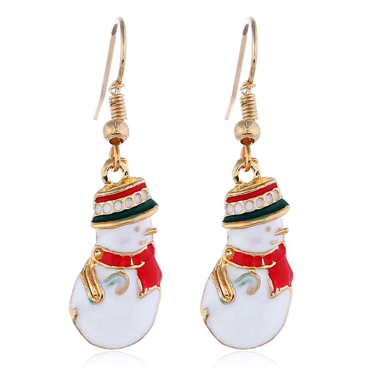 Red Enamel & 18K Gold-Plated Snowman Dangle Earring Pendant Necklace Set