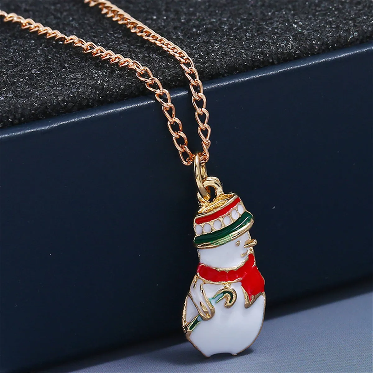 Red Enamel & 18K Gold-Plated Snowman Dangle Earring Pendant Necklace Set