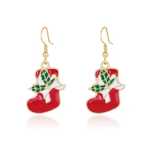 Red Enamel & 18K Gold-Plated Stocking Drop Earrings