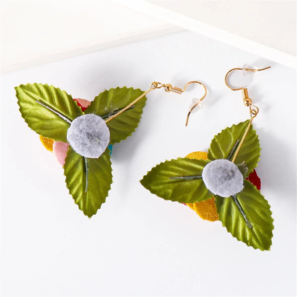 Red Lace & 18K Gold-Plated Flower Drop Earrings