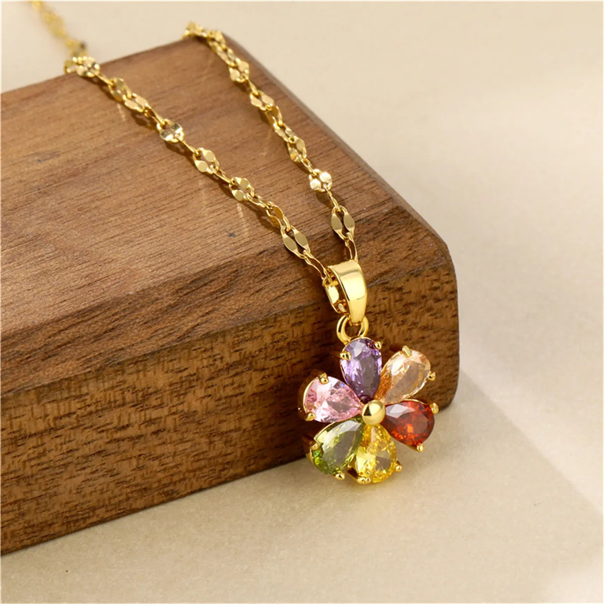 Red Multicolor Crystal & 18K Gold-Plated Floral Pendant Necklace