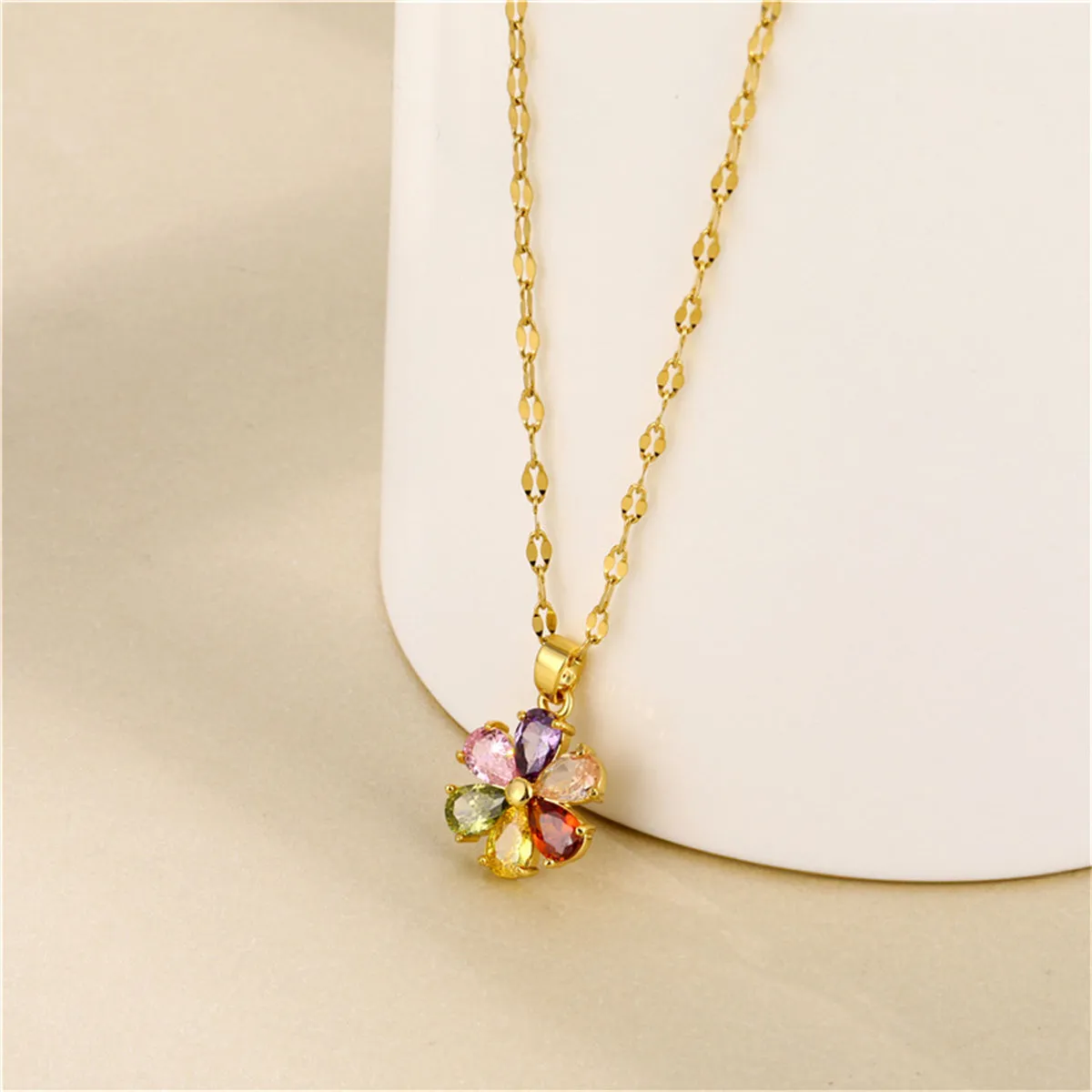 Red Multicolor Crystal & 18K Gold-Plated Floral Pendant Necklace