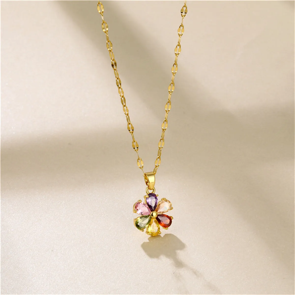 Red Multicolor Crystal & 18K Gold-Plated Floral Pendant Necklace