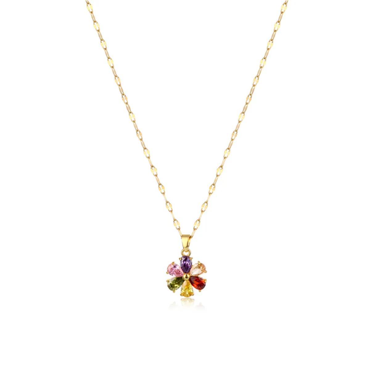 Red Multicolor Crystal & 18K Gold-Plated Floral Pendant Necklace