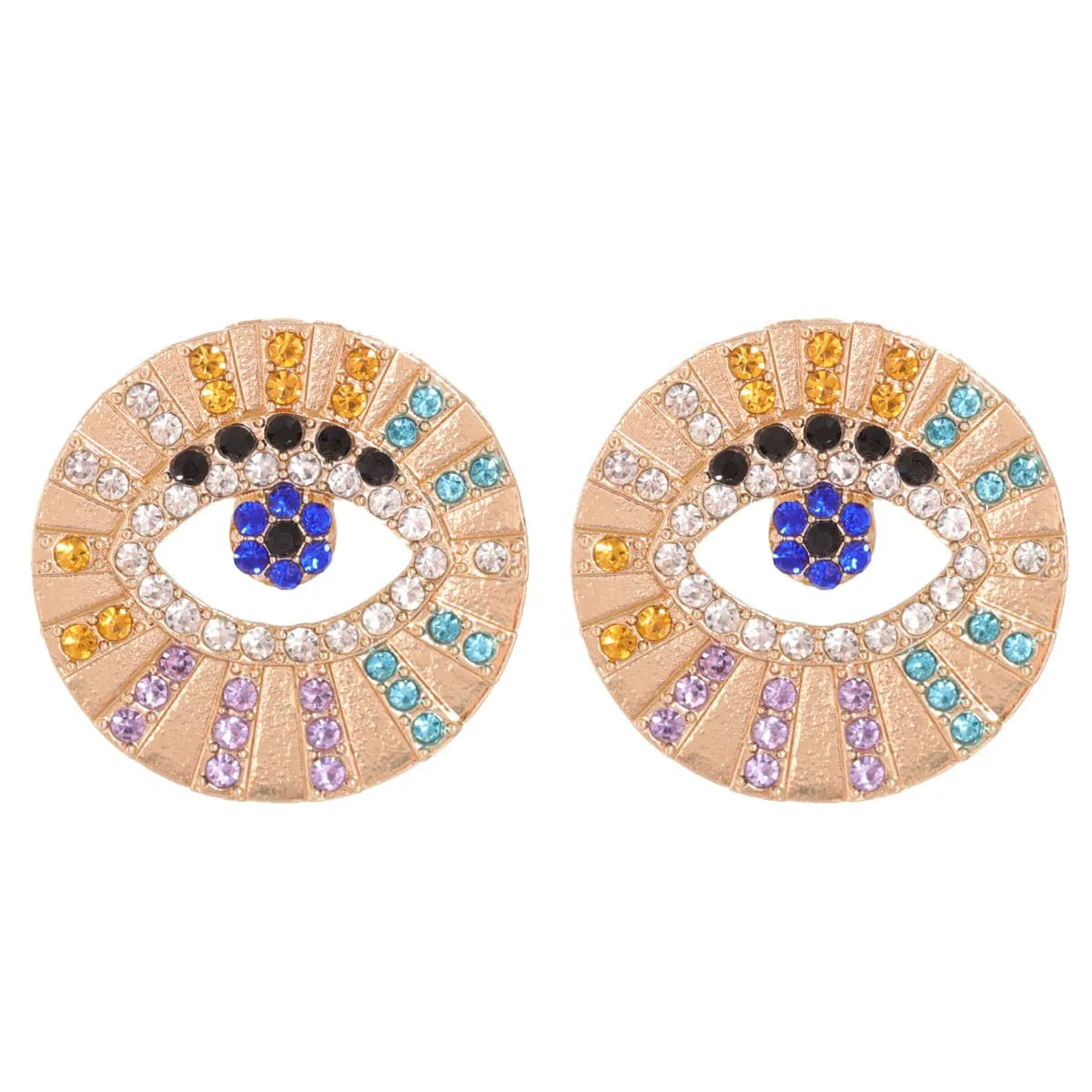 Red Multicolor Cubic Zirconia Eye Stud Earrings