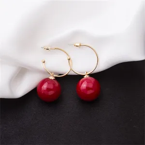 Red Pearl & 18K Gold-Plated Huggie Earrings