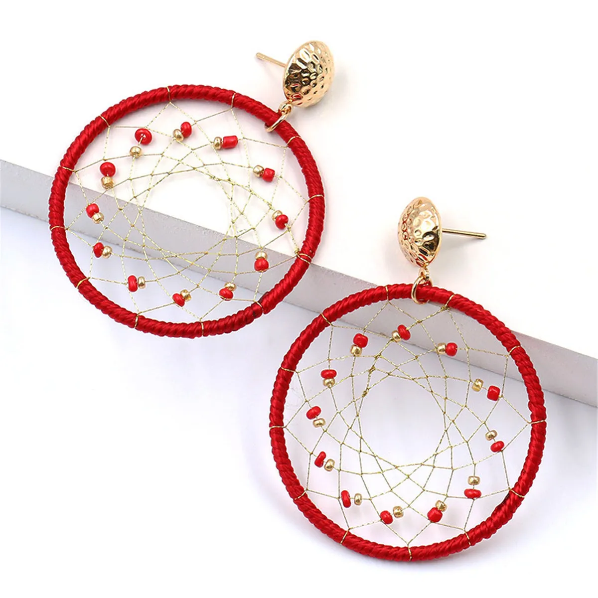Red Polyster & Howlite 18K Gold-Plated Web Drop Earrings