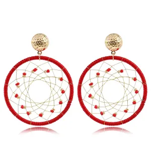 Red Polyster & Howlite 18K Gold-Plated Web Drop Earrings