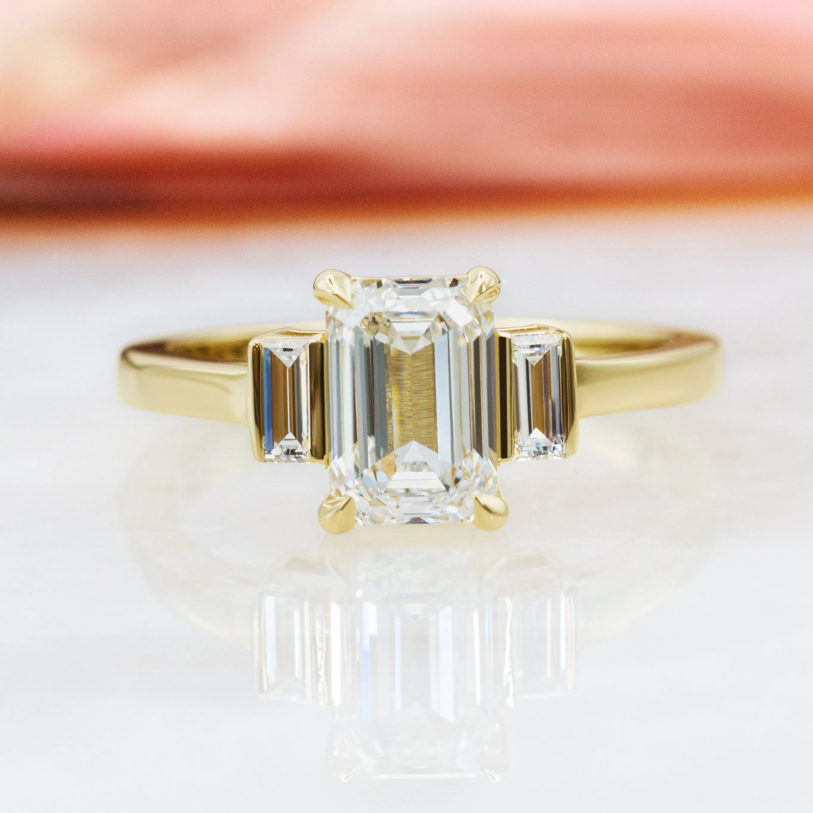 Reverie Art Deco Natural Emerald Cut  Diamond Engagement Ring
