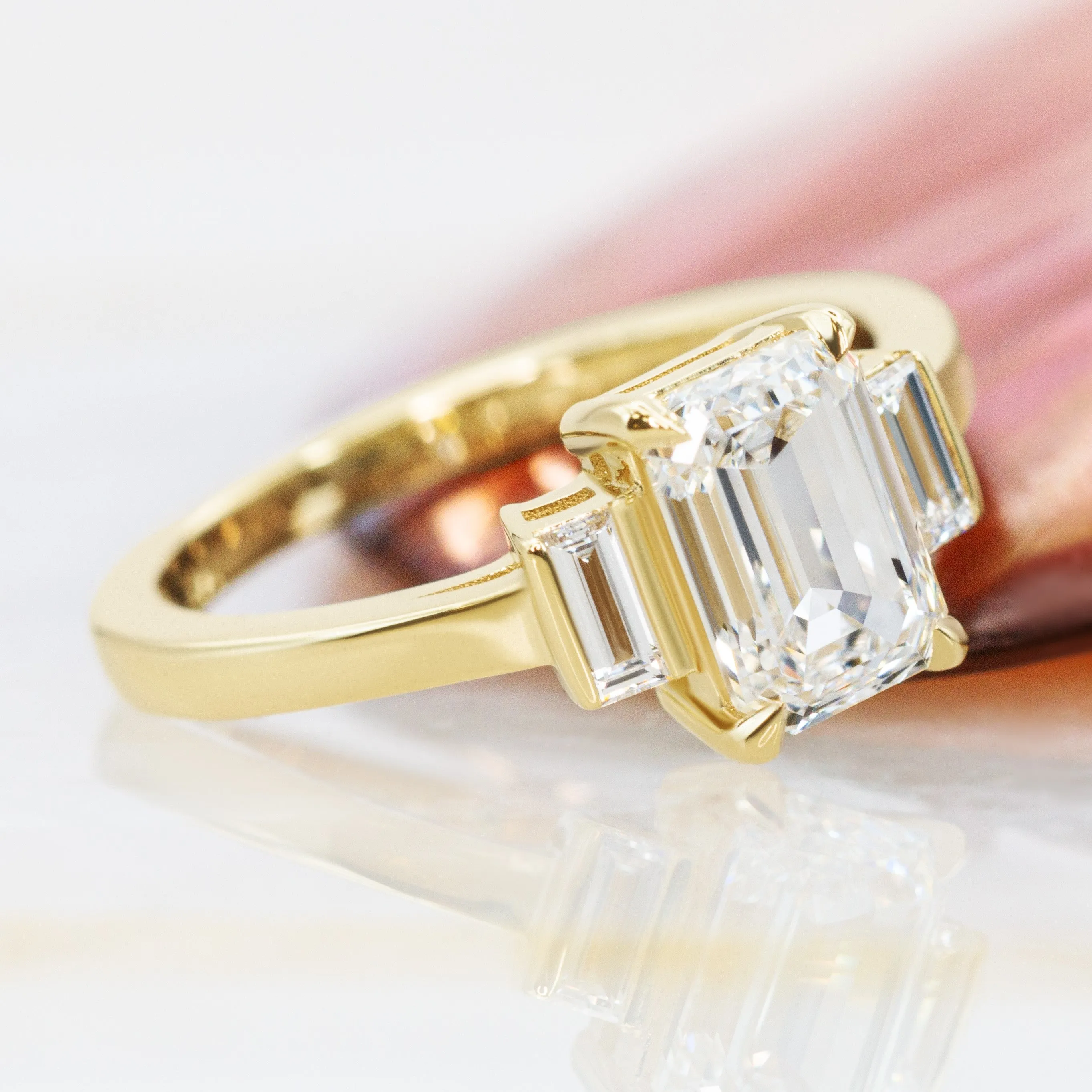 Reverie Art Deco Natural Emerald Cut  Diamond Engagement Ring