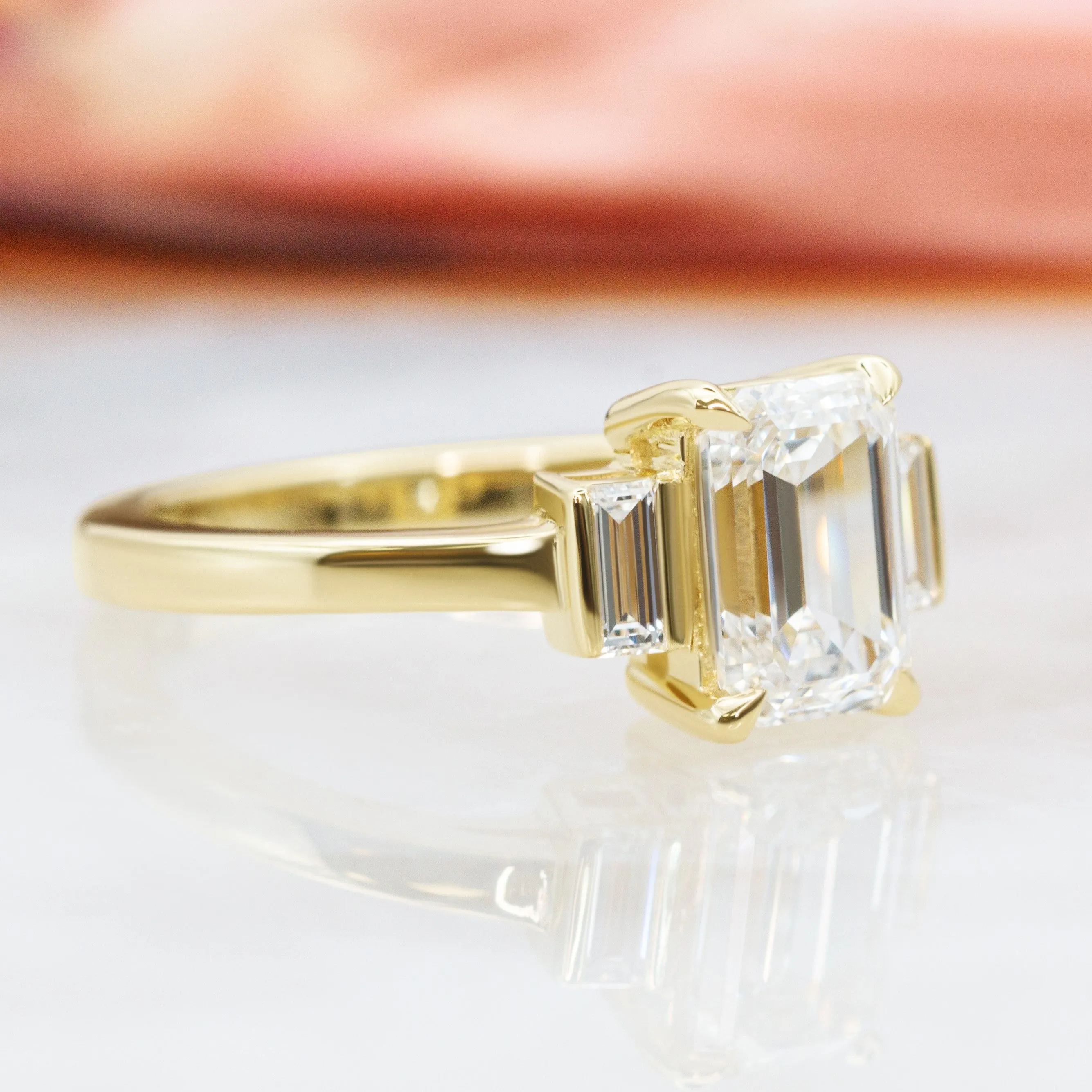 Reverie Art Deco Natural Emerald Cut  Diamond Engagement Ring
