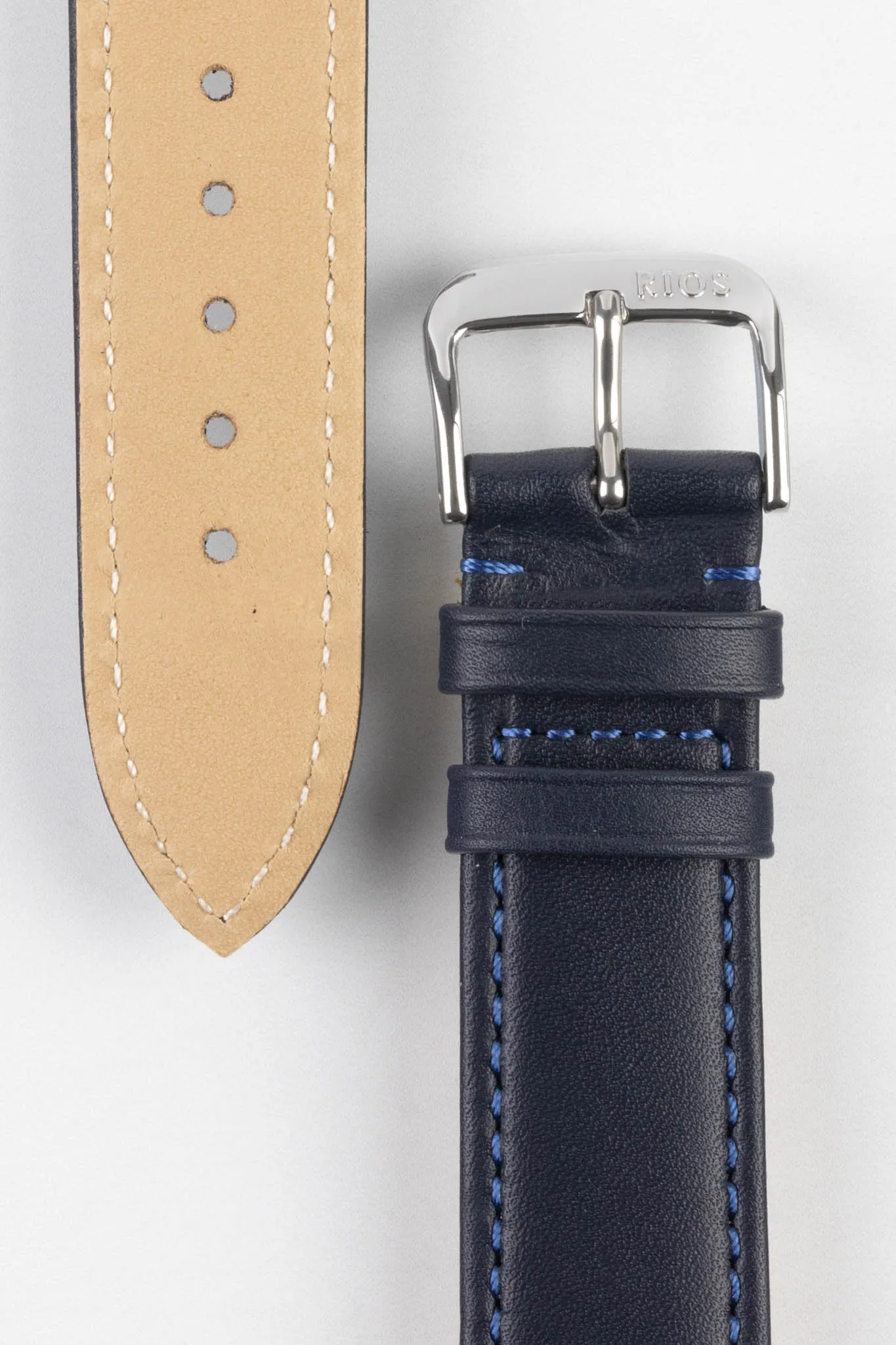 RIOS1931 TOSCANA Square-Padded Calfskin Leather Watch Strap in OCEAN BLUE
