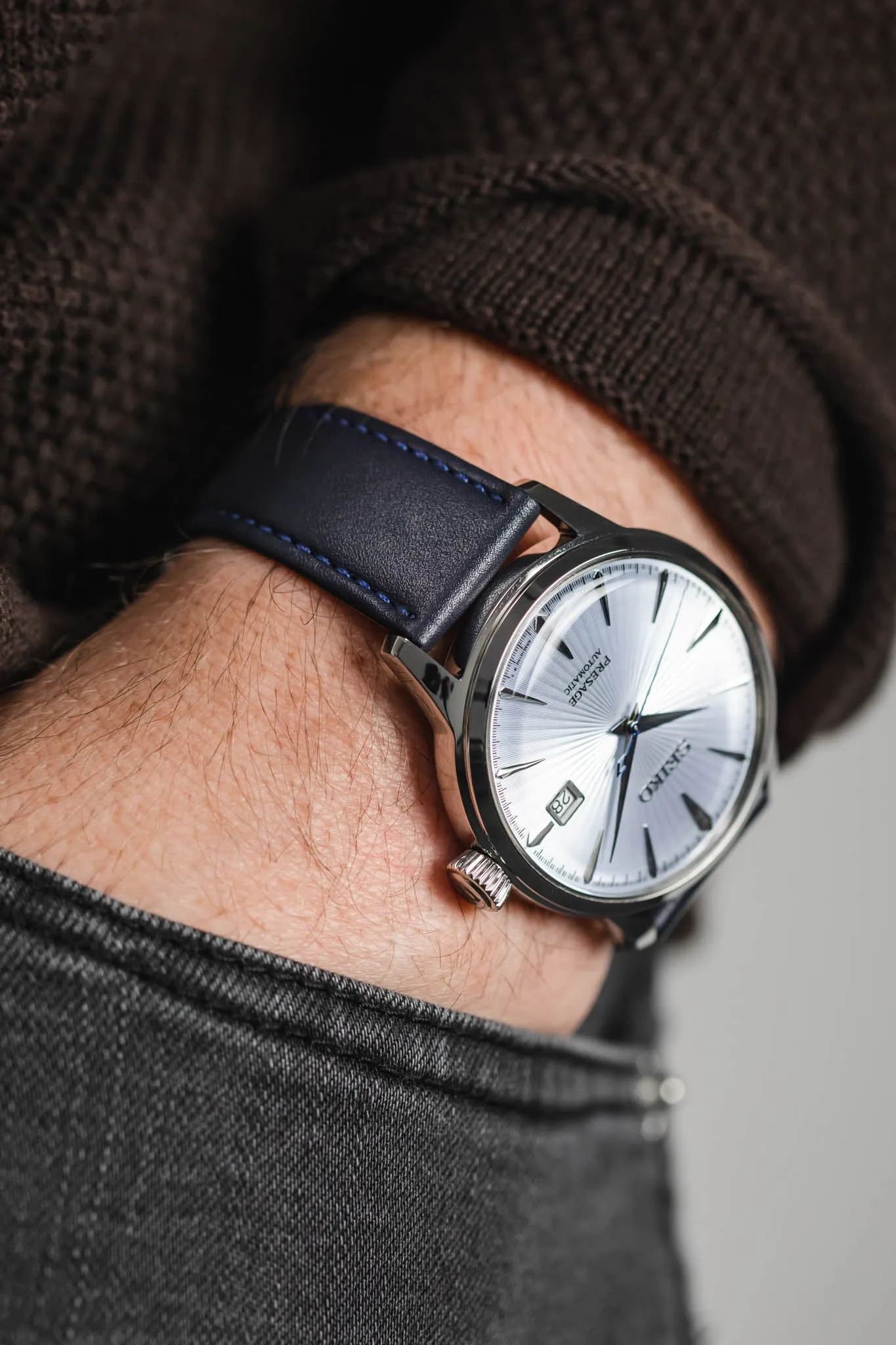 RIOS1931 TOSCANA Square-Padded Calfskin Leather Watch Strap in OCEAN BLUE