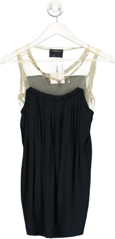 Roberto Cavalli Black Embellished Pleated Top UK 10