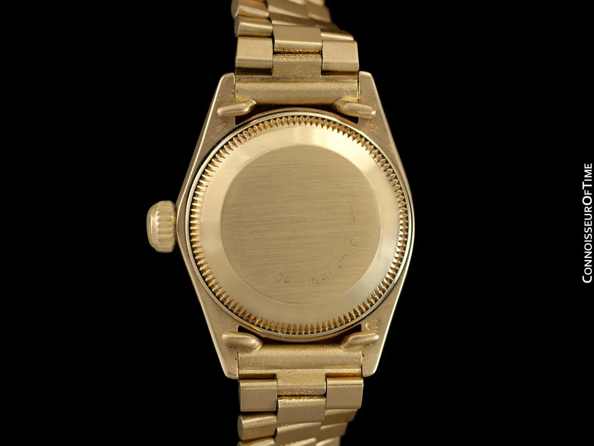 Rolex President Datejust Ladies Bark Finish Champagne Dial Watch, Ref. 6901 - 18K Gold