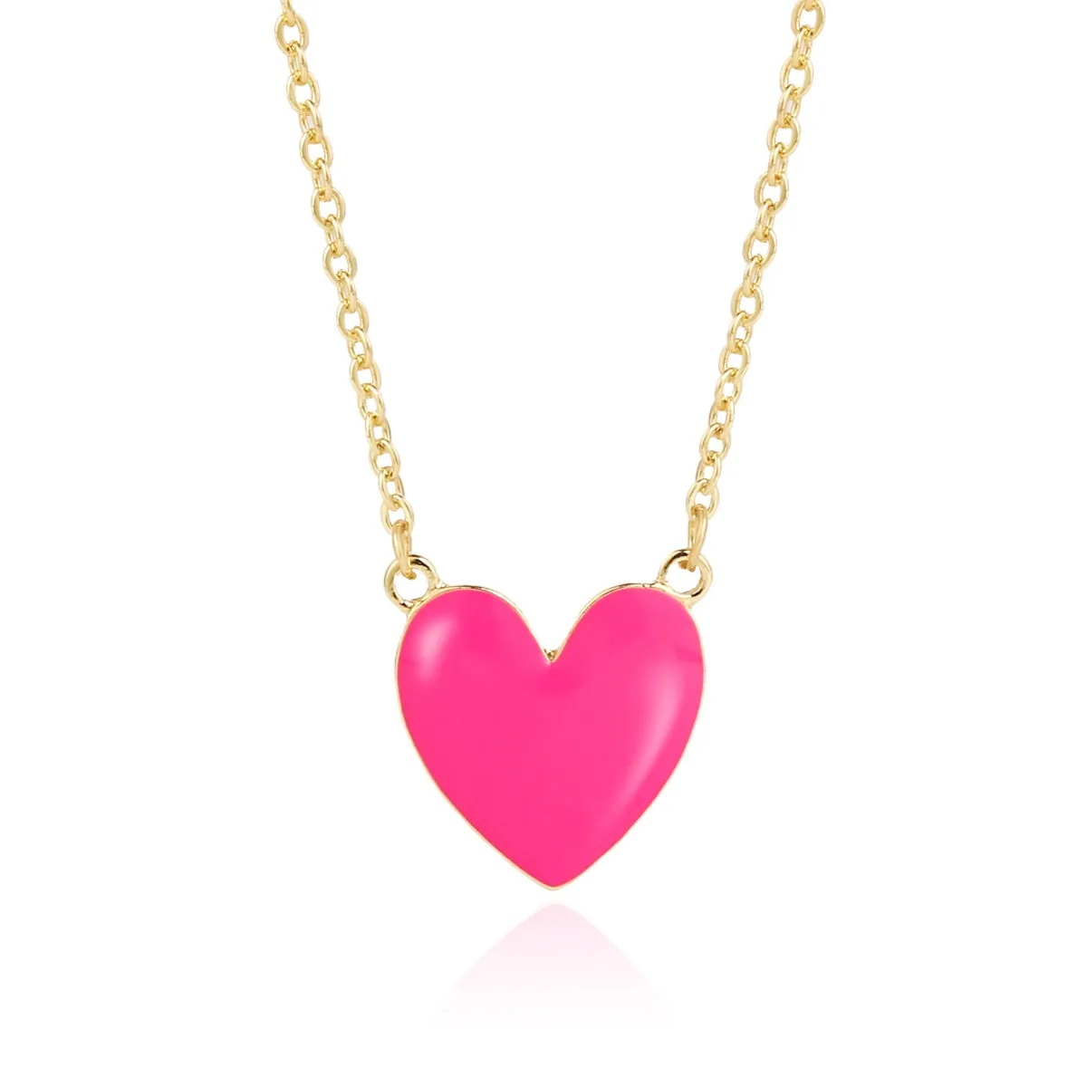 Rose Enamel & 18K Gold-Plated Heart Pendant Necklace