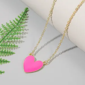 Rose Enamel & 18K Gold-Plated Heart Pendant Necklace