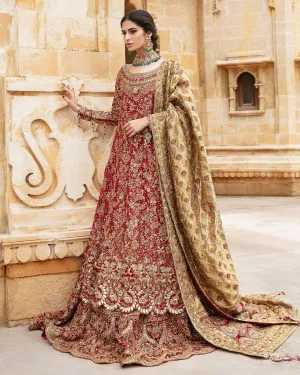 Royal Pakistani Bridal Wedding Dress in Traditional Red Bridal Lehenga Kameez Style