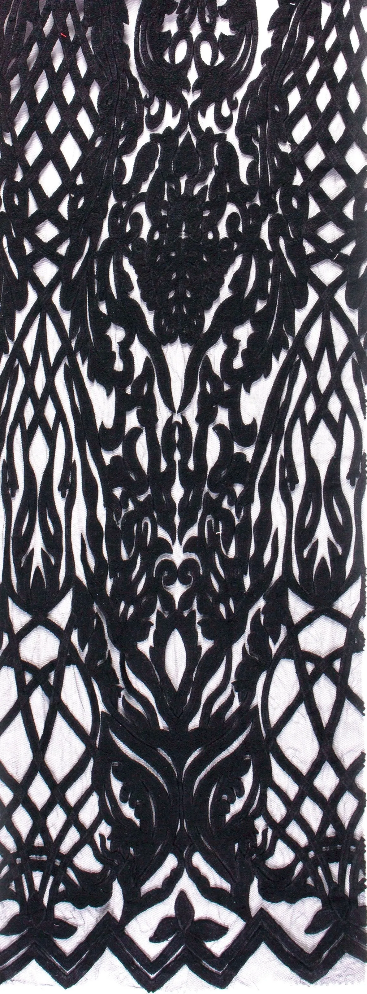 Royal Style Black Soft Rayon Thread Embroidery Fabric