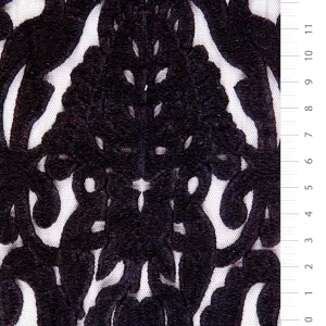 Royal Style Black Soft Rayon Thread Embroidery Fabric