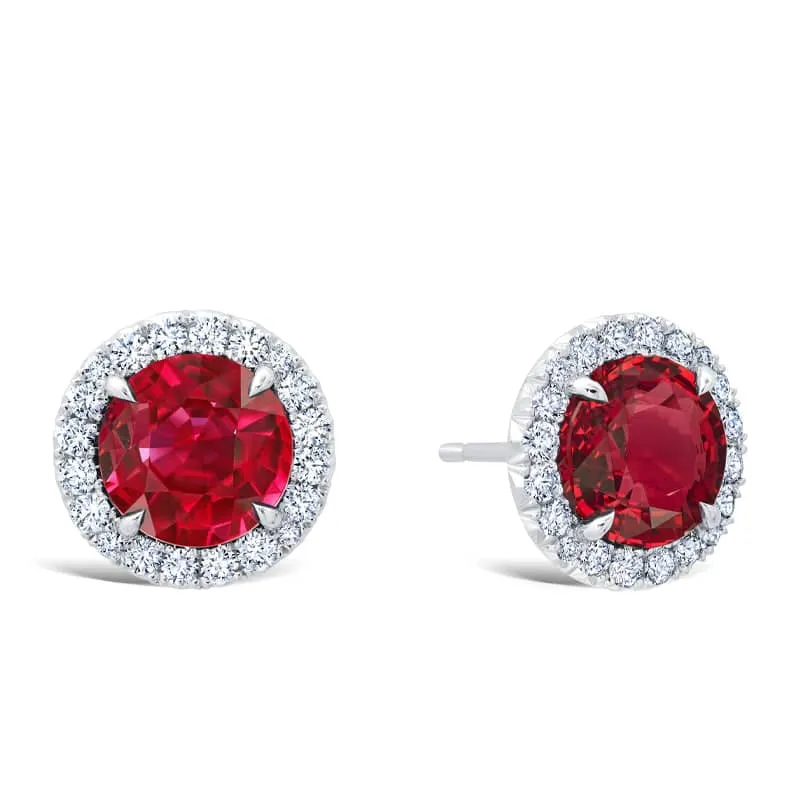 Ruby & Diamond Stud Earrings