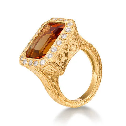 Scott Mikolay Emerald Cut Cocktail Ring with Diamonds