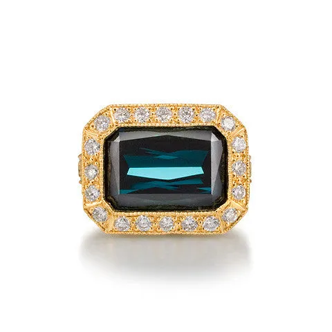Scott Mikolay Emerald Cut Cocktail Ring with Diamonds