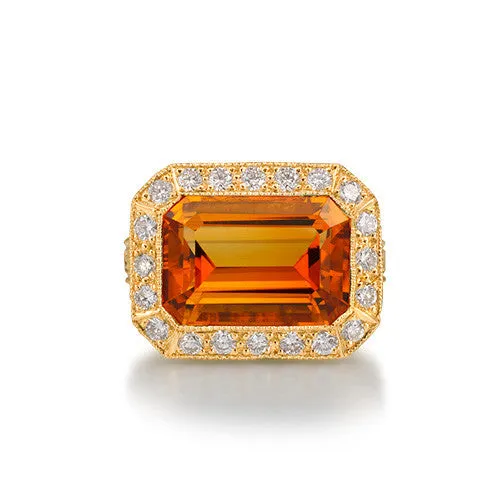 Scott Mikolay Emerald Cut Cocktail Ring with Diamonds