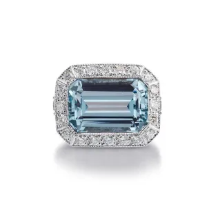 Scott Mikolay Emerald Cut Cocktail Ring with Diamonds